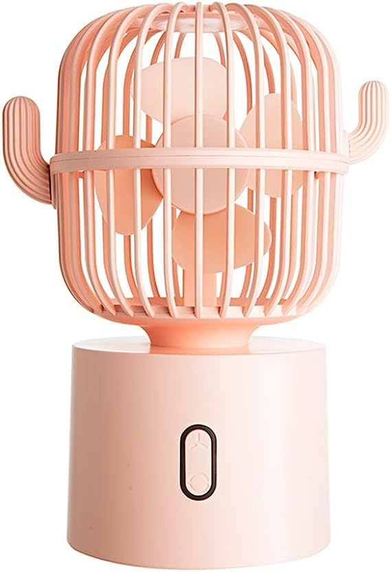 Personlig fläkt liten stationär USB-skrivbordsfläkt, kaktus mini handhållen bordsfläkt 80 graders automatisk rotation, bärbara fläktar med 3 hastigheter stark vind, tyst driftfläkt för rum hemmakontor utomhusresor