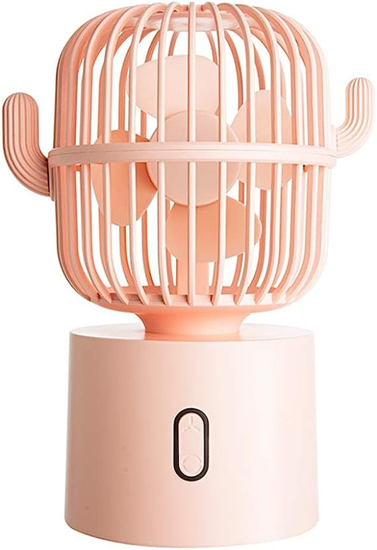 Personlig fläkt liten stationär USB-skrivbordsfläkt, kaktus mini handhållen bordsfläkt 80 graders automatisk rotation, bärbara fläktar med 3 hastigheter stark vind, tyst driftfläkt för rum hemmakontor utomhusresor